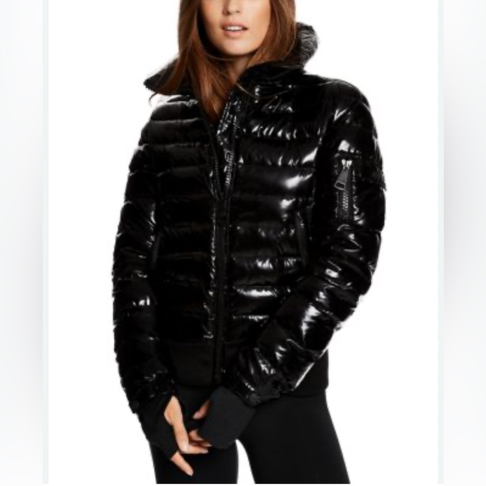 SAM Luna Quilted Bomber Coat Jacket Black Size Small